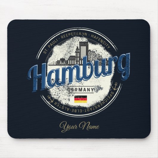 ハンブルクスカイラインドイツヴィンテージホリデースーベリー マウスパッド (正面)