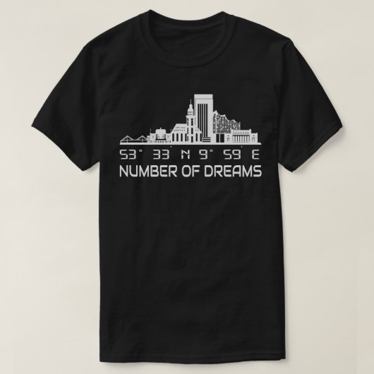 ハンブルクスカイラインGPS座標シティドリームシティ Tシャツ (デザイン正面)