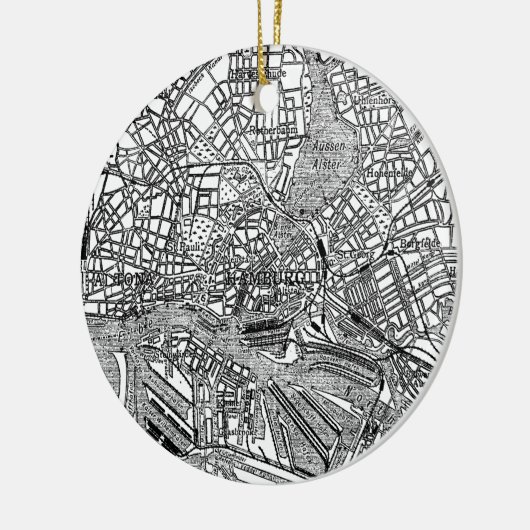 ハンブルクドイツ(1911年)のヴィンテージの地図 セラミックオーナメント (左)