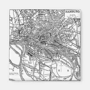 ハンブルクドイツ(1911年)のヴィンテージの地図 マグネット