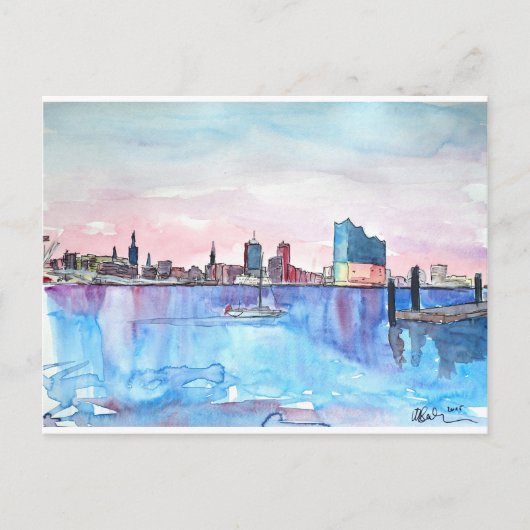 ハンブルクハーバースカイラインとエルベフィルハーモニックホール ポストカード (正面)