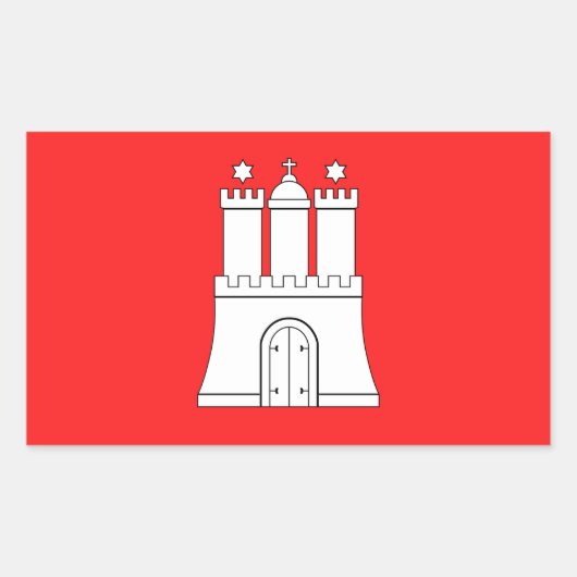 ハンブルク国旗の長方形ステッカー 長方形シール (正面)