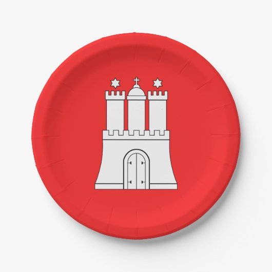 ハンブルク国旗紙プレート ペーパープレート (正面)