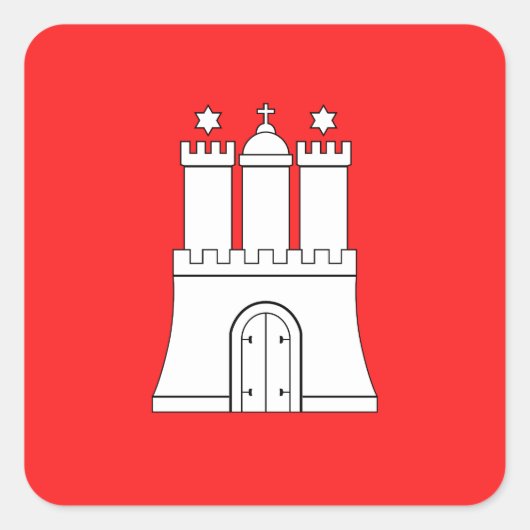 ハンブルク州旗ステッカー スクエアシール (正面)