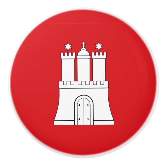 ハンブルク市旗ドイツのシンボル セラミックノブ (正面)