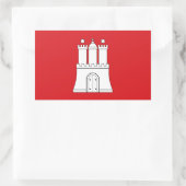 ハンブルク市旗ドイツのシンボル 長方形シール (バッグ)