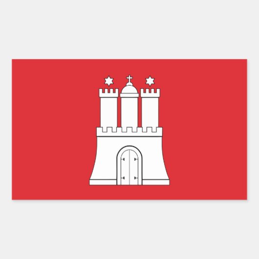 ハンブルク市旗ドイツのシンボル 長方形シール (正面)