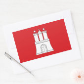 ハンブルク市旗ドイツのシンボル 長方形シール (封筒)