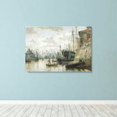 ハンブルク港のログキャビン， 1848 キャンバスプリント (インサイチュ (ウッドフロア))