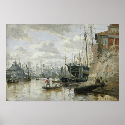 ハンブルク港のログキャビン， 1848 ポスター (正面)