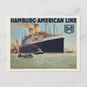ハンブルク・アメリカン・ライン・ヴィンテージ・ポスター1925 ポストカード