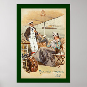 ハンブルク＝アメリカ~SS ファースト・ビスマルク~デッキ上の男女 ポスター