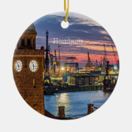 ハンブルク，ドイツのトワイライトのパノラマ セラミックオーナメント