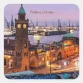 ハンブルク・ドイツの街並み写真 スクエアシール (正面)