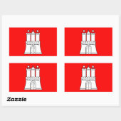 ハンブルク、ドイツ国旗 長方形シール (シート)