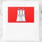 ハンブルク、ドイツ国旗 長方形シール (バッグ)