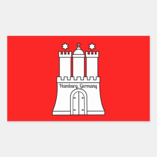 ハンブルク、ドイツ国旗 長方形シール (正面)