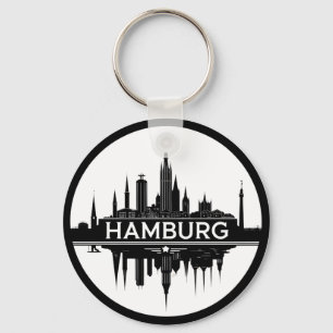 ハンブルク ドイツ スカイライン – ヴィンテージ サークル シティスケープ キーホルダー