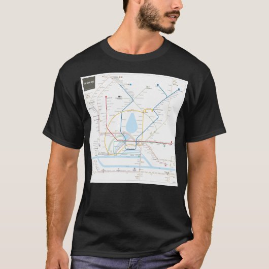 ハンブルク・ユーバーンSバーンの地図 Tシャツ (正面)