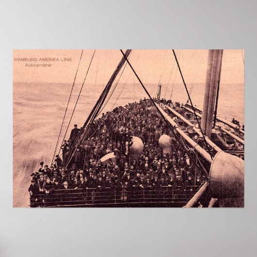 ハンブルクAmerika Linie, Auswanderer Emigrants 1910 ポスター (正面)
