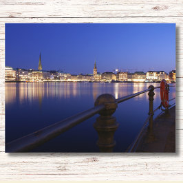 ハンブルクBinnenalster blaue Stunde Postkarte ポストカード