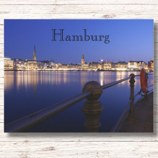 ハンブルクBinnenalster blaue Stunde Postkarte ポストカード