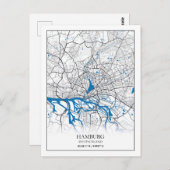 ハンブルクDeutschland Germany City Map座標 ポストカード (正面/裏面)