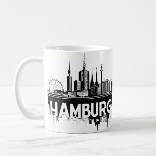 ハンブルクGermany Skyline-Cityscape都市反射 コーヒーマグカップ (左)