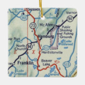 ハンブルクNJヴィンテージの地図 セラミックオーナメント (正面)