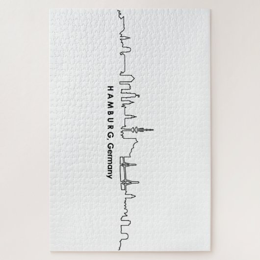 ハンブルグエルベドイツシティスカイラインシルエット ジグソーパズル (縦)