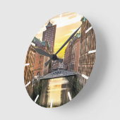 ハンブルグシティスケープ ラウンド壁時計 (傾斜)