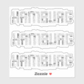 ハンブルグドイツクオーターズワードアートタイポグラフィ シール (シート)