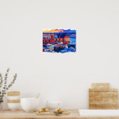 ハンブルグドイツシティビューウォーターカラー ポスター (キッチン)