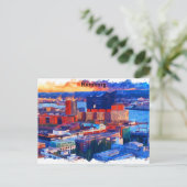 ハンブルグドイツシティビューウォーターカラー ポストカード (スタンド正面)