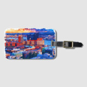 ハンブルグドイツシティビューウォーターカラー ラゲッジタグ (正面横)