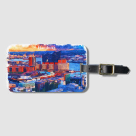 ハンブルグドイツシティビューウォーターカラー ラゲッジタグ