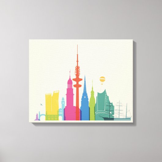 ハンブルグドイツスカイライン キャンバスプリント (正面)