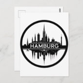 ハンブルグドイツスカイライン – ヴィンテージサークル街並み ポストカード (正面/裏面)