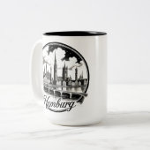 ハンブルグドイツスカイライン – ヴィンテージサークル ツートーンマグカップ (正面左)