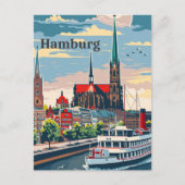 ハンブルグドイツヴィンテージレトロ旅行イラストレーション ポストカード (正面)