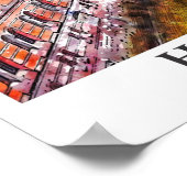 ハンブルグドイツ旅行水の色の手描き ポスター (角)