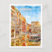 ハンブルグドイツ有名な旅行水のカラースケッチ ポストカード (正面)