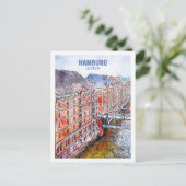ハンブルグドイツ有名な旅行水のカラースケッチ ポストカード (スタンド正面)