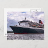 ハンブルグハーバーのクイーンメアリーII ポストカード (正面/裏面)