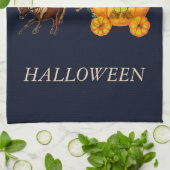 ハンブル&ハッピーハローウィンホースパンプキンキャリッジ キッチンタオル (折り畳み)