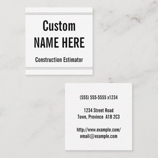 ハンブル、建築見積もりプロファイルカード スクエア名刺 (正面/裏面)