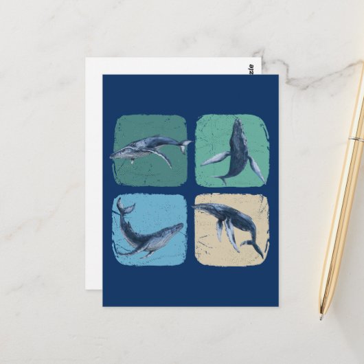 ハンプおもしろいバック捕鯨観察 ポストカード (正面/裏面インサイチュ)