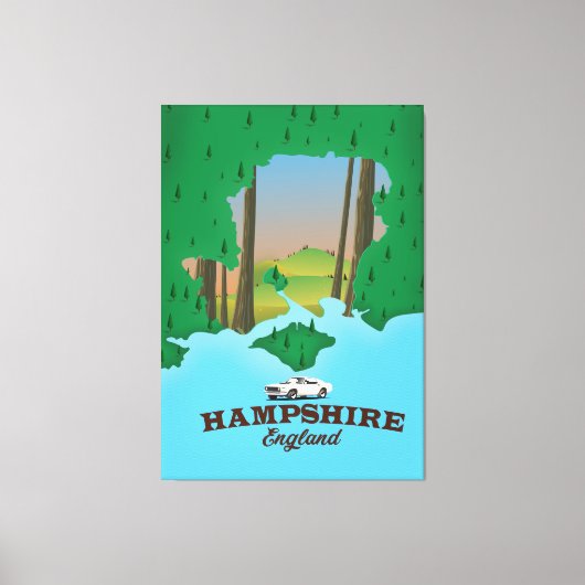 ハンプシャーイングランドヴィンテージ旅行ポスター。 キャンバスプリント (正面)