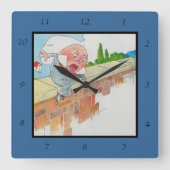 ハンプティダンプティオンウォールマザーグース子供部屋韻 スクエア壁時計 (正面)