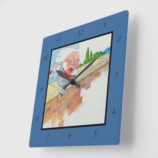 ハンプティダンプティオンウォールマザーグース子供部屋韻 スクエア壁時計 (傾斜)